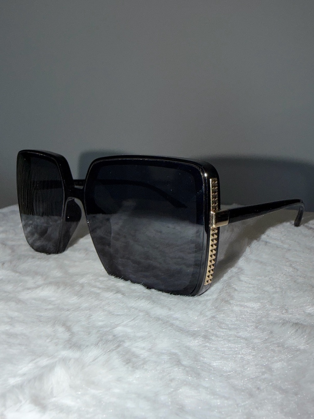 Black Square Sunglasses with Gold Accent